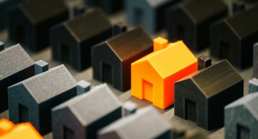 houses miniature residential district highlight orange home 3d object background